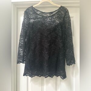 Alfani Elegant Black Floral Lace Top